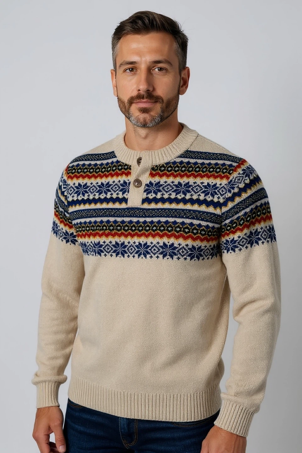 Chaps Fair Isle Henley Sweater