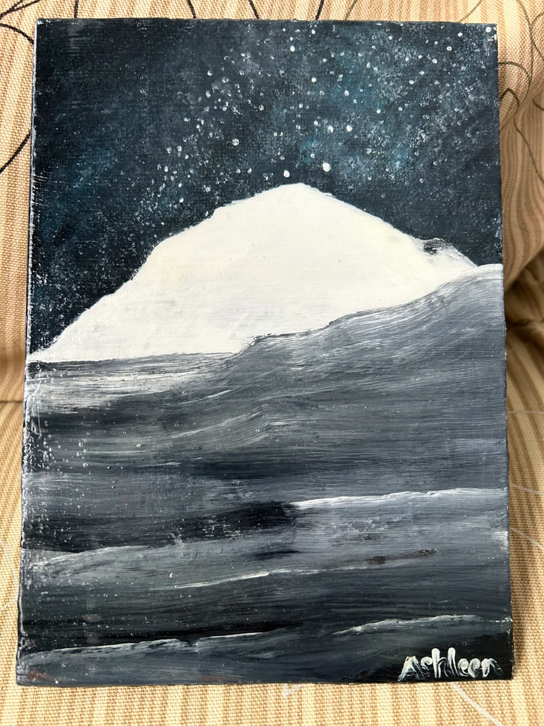 Original Acrylic Painting - Mountain Night Sky