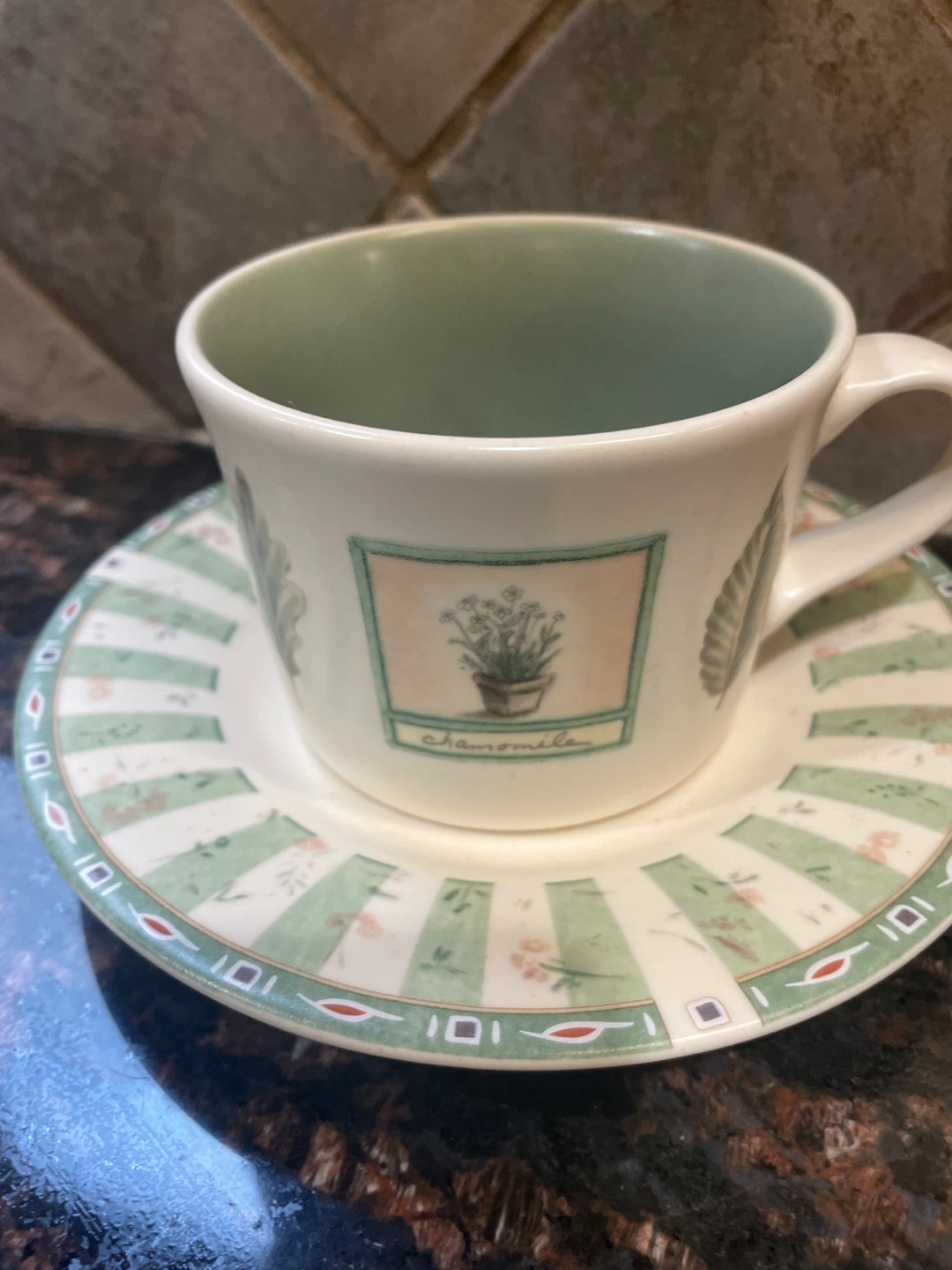 Pfaltzgraff "Naturewood" Chamomile Teacup and Saucer