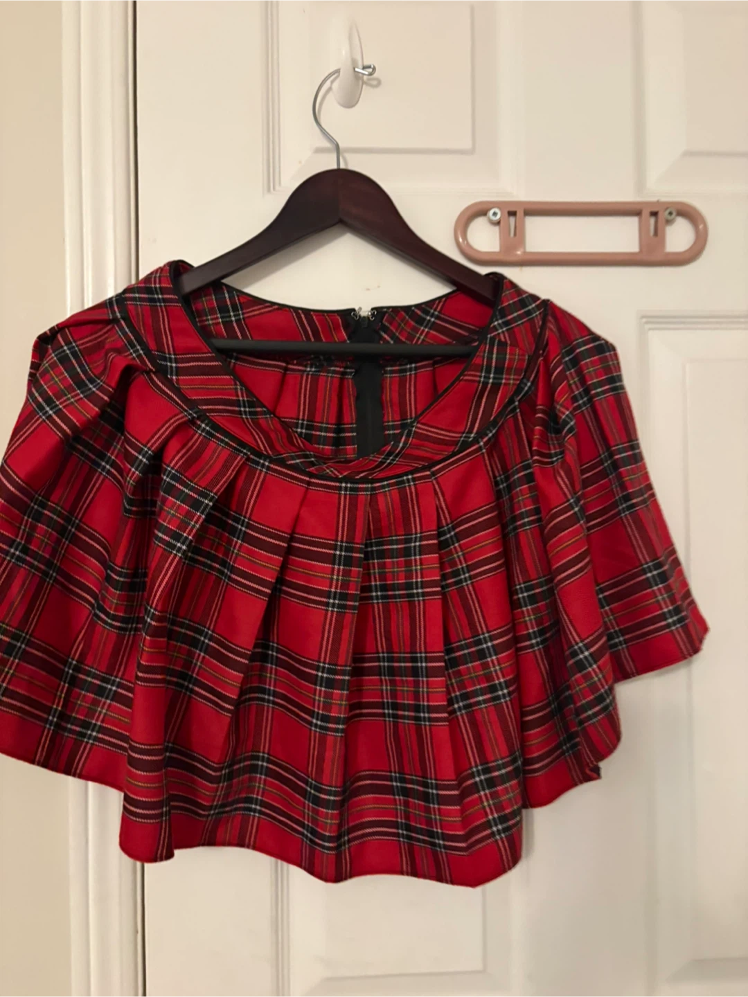 Red Plaid Pleated Mini Skirt