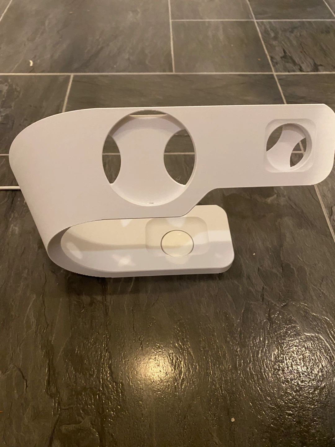 White Apple Watch and iPhone Charging Stand