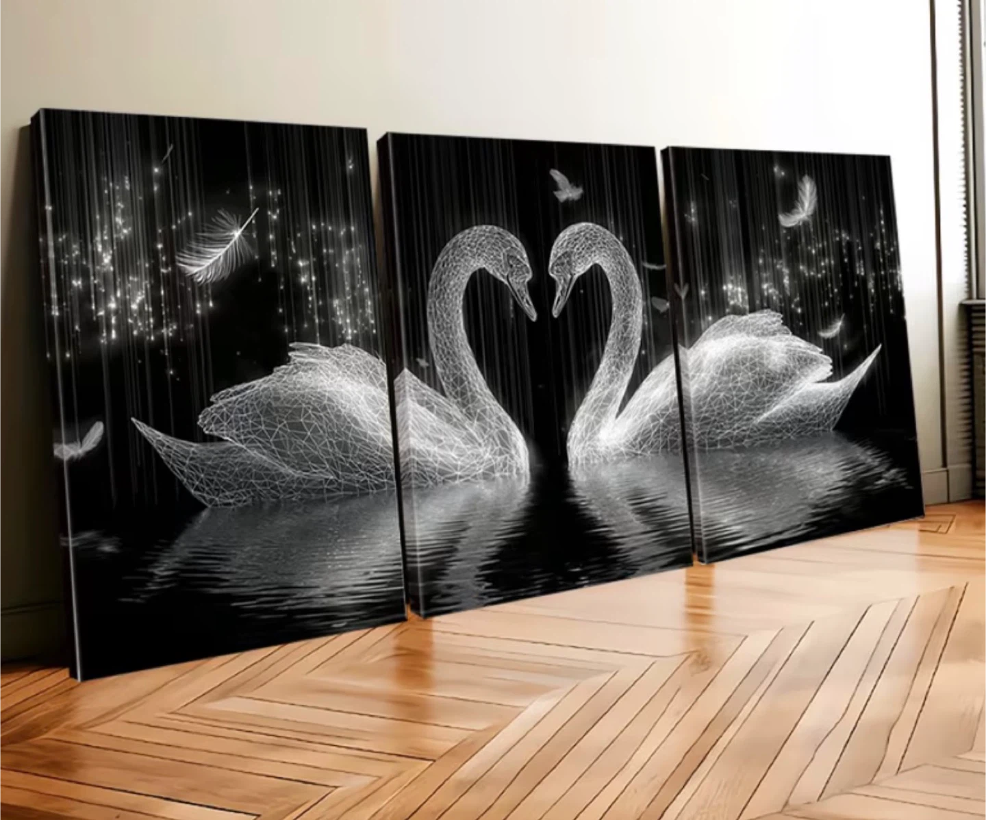 Set of 3 Swan Canvas Wall Art - photo 3