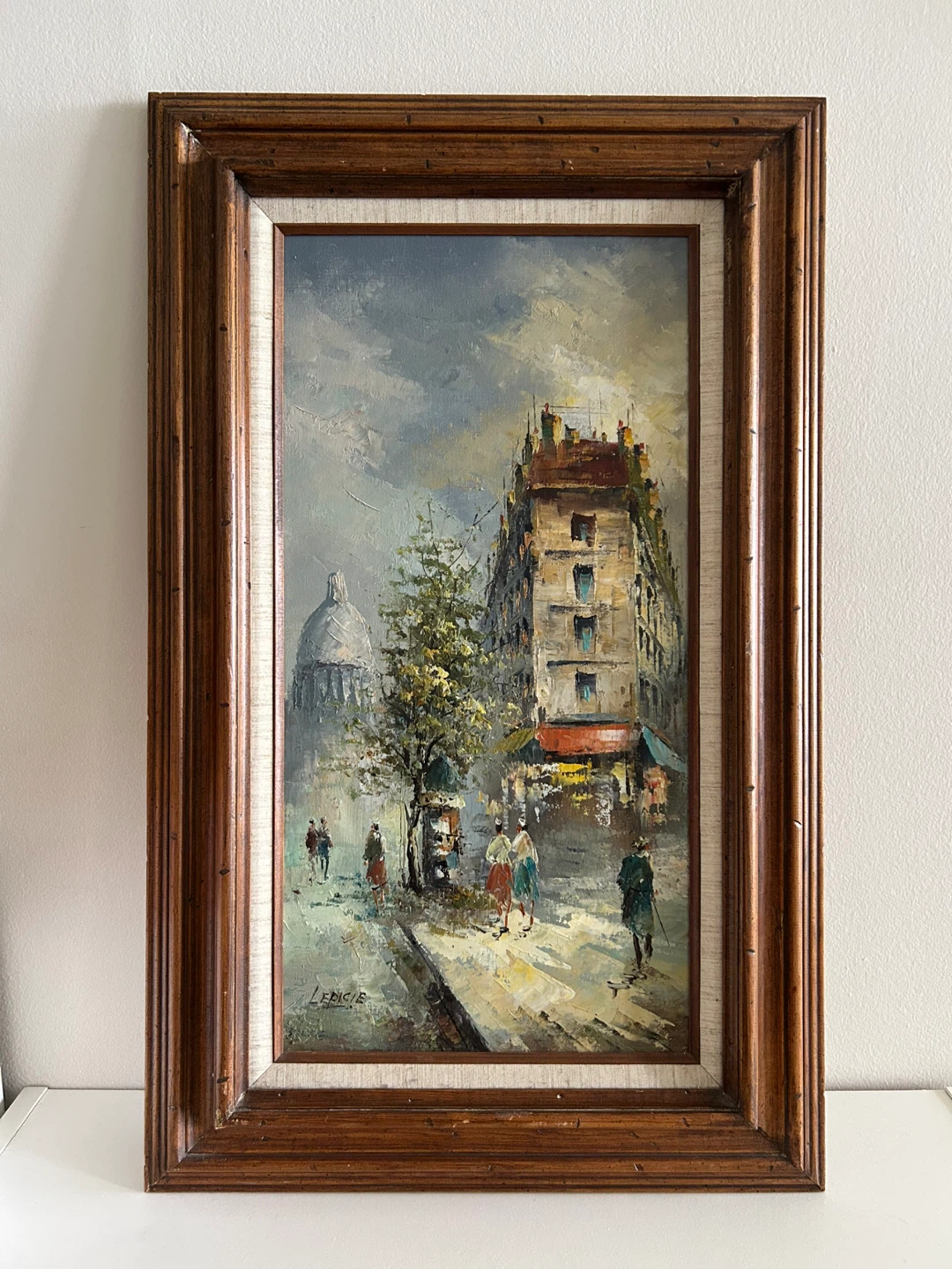 Vintage Original Oil Painting - Paris Street Scene by Lepicie