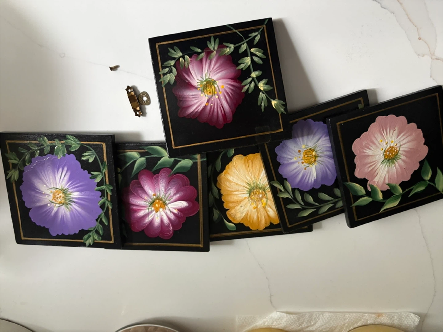 Floral hand painted coasters - photo 5