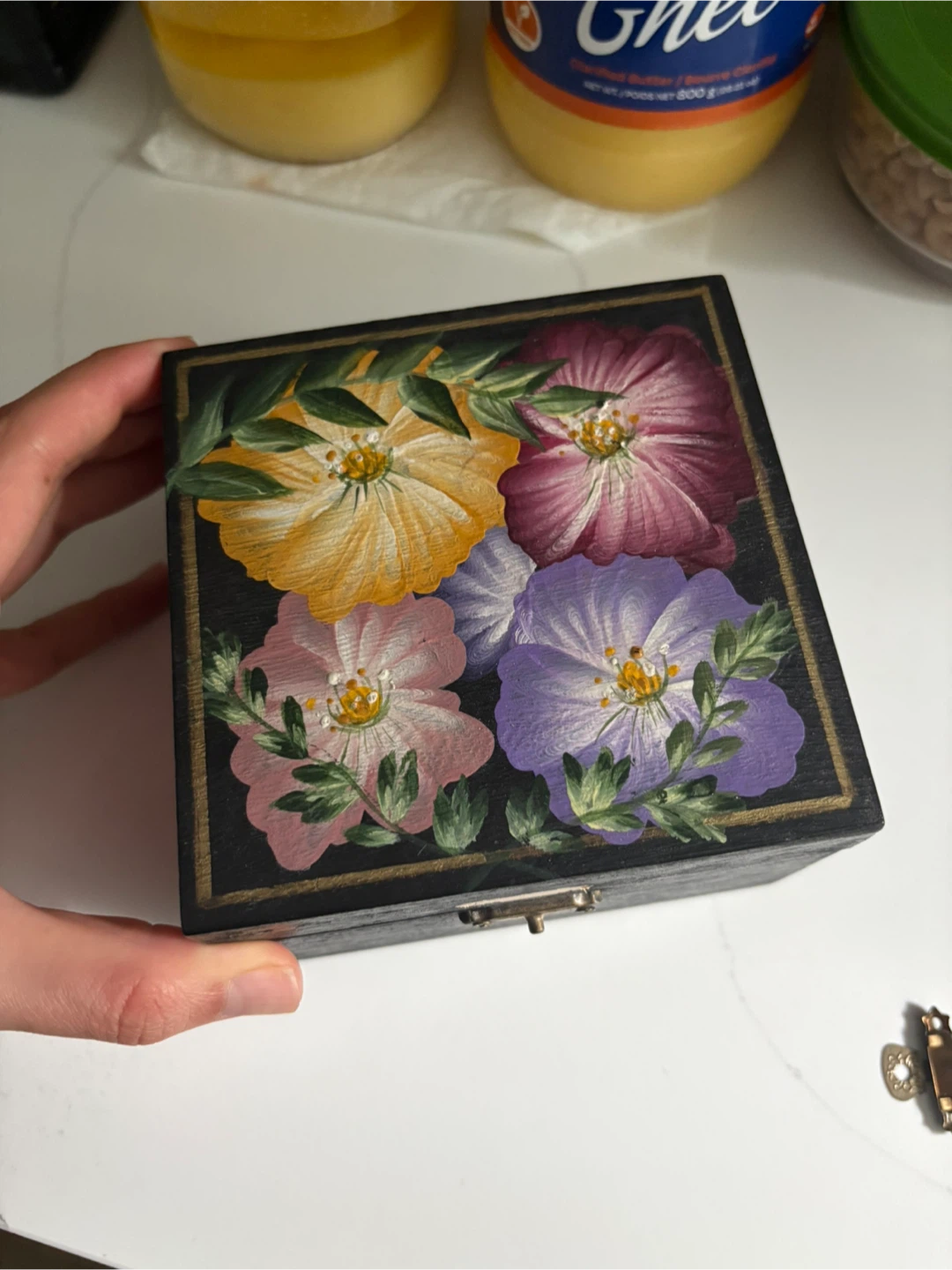 Floral hand painted coasters