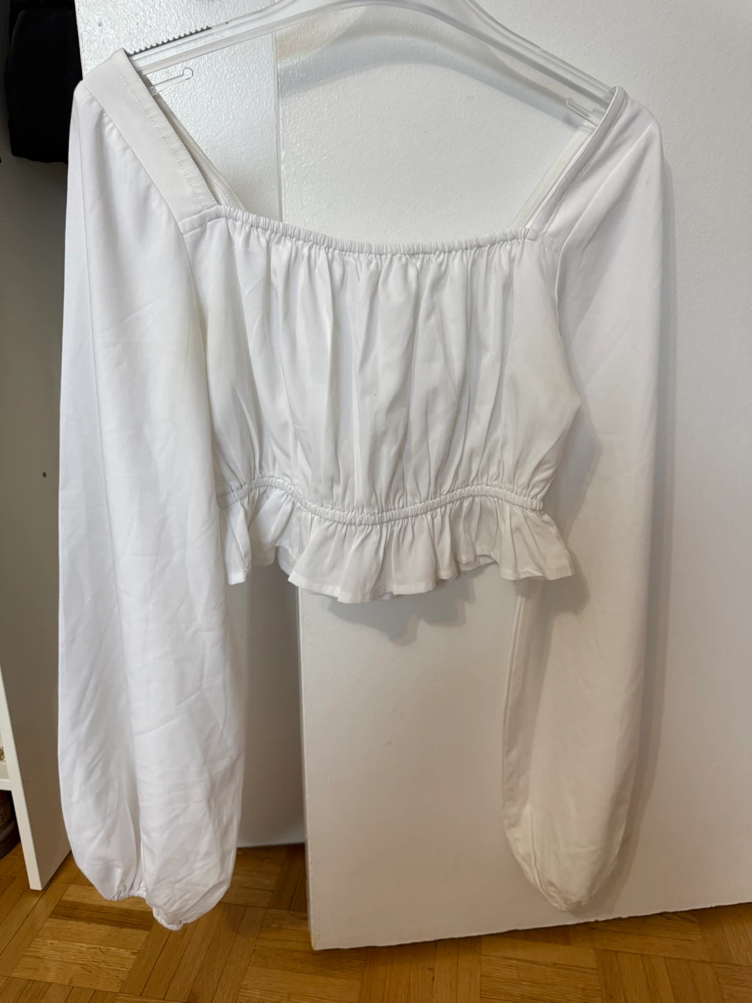 NA-KD White Square Neck Cropped Top - Size 36