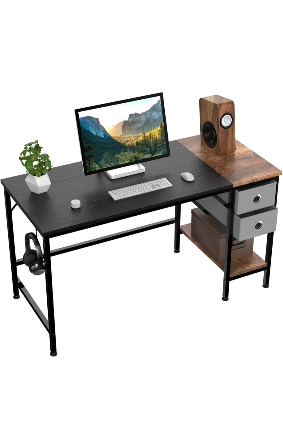47” Computer Desk with Drawers – Black – Modern Office Table - photo 4