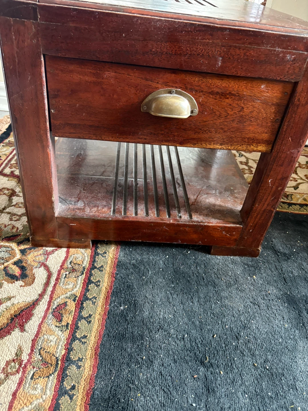 Vintage Wooden Side Table with Drawer two piece - photo 5