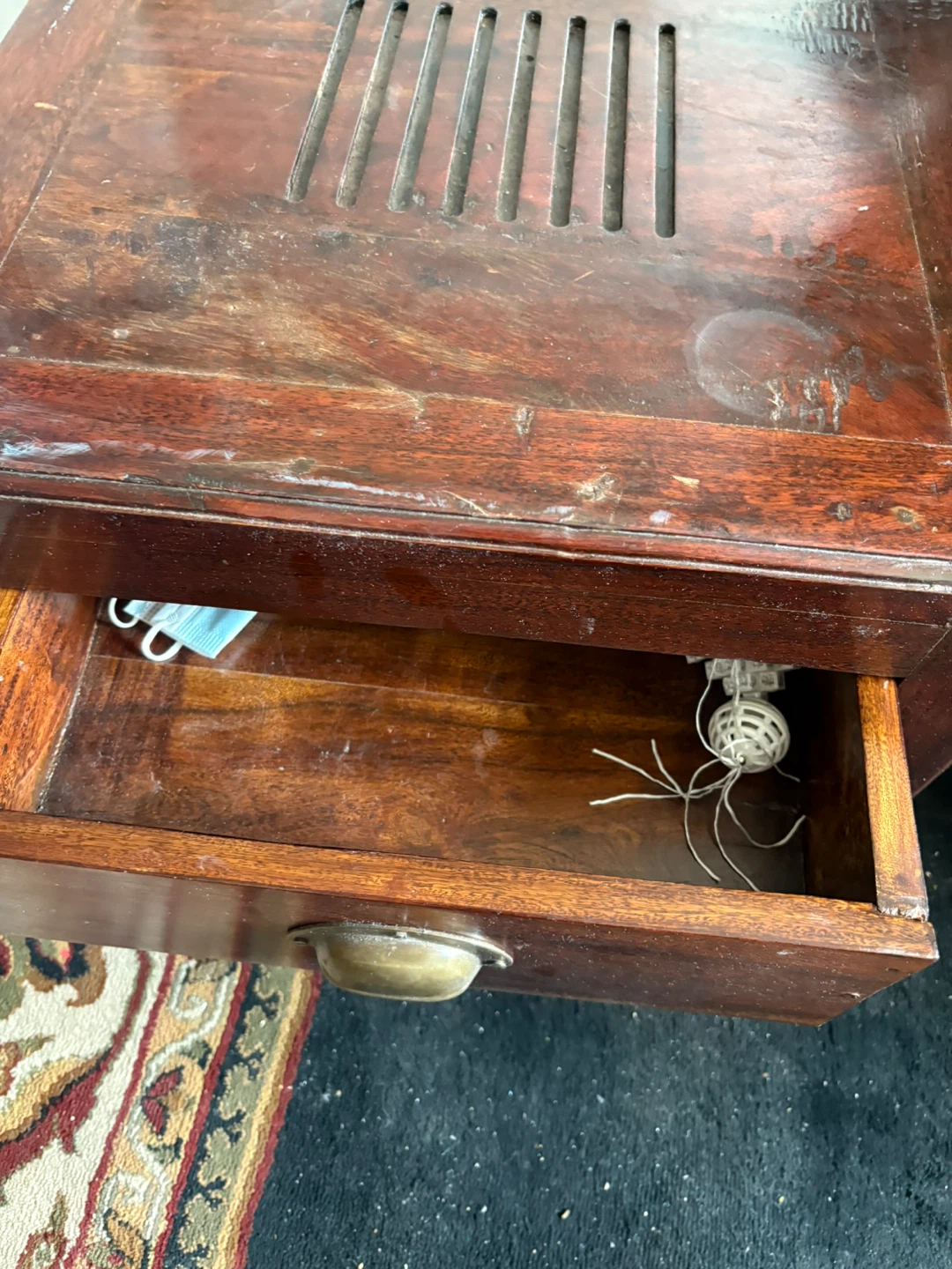 Vintage Wooden Side Table with Drawer two piece - photo 3