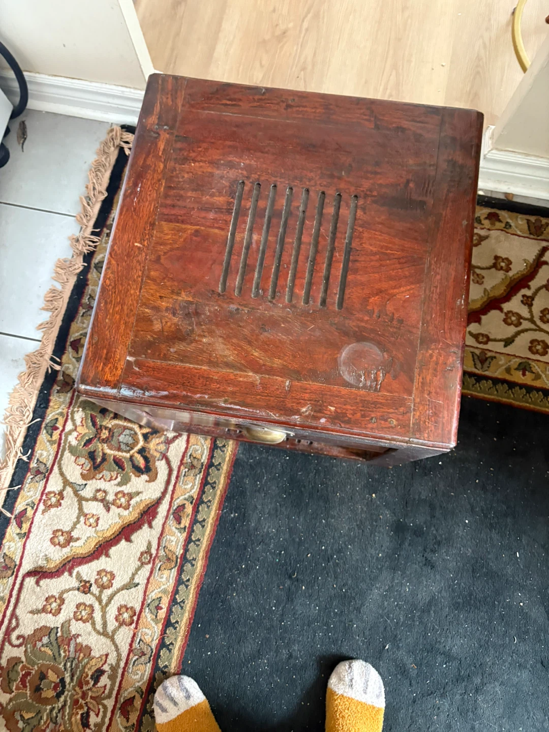 Vintage Wooden Side Table with Drawer two piece