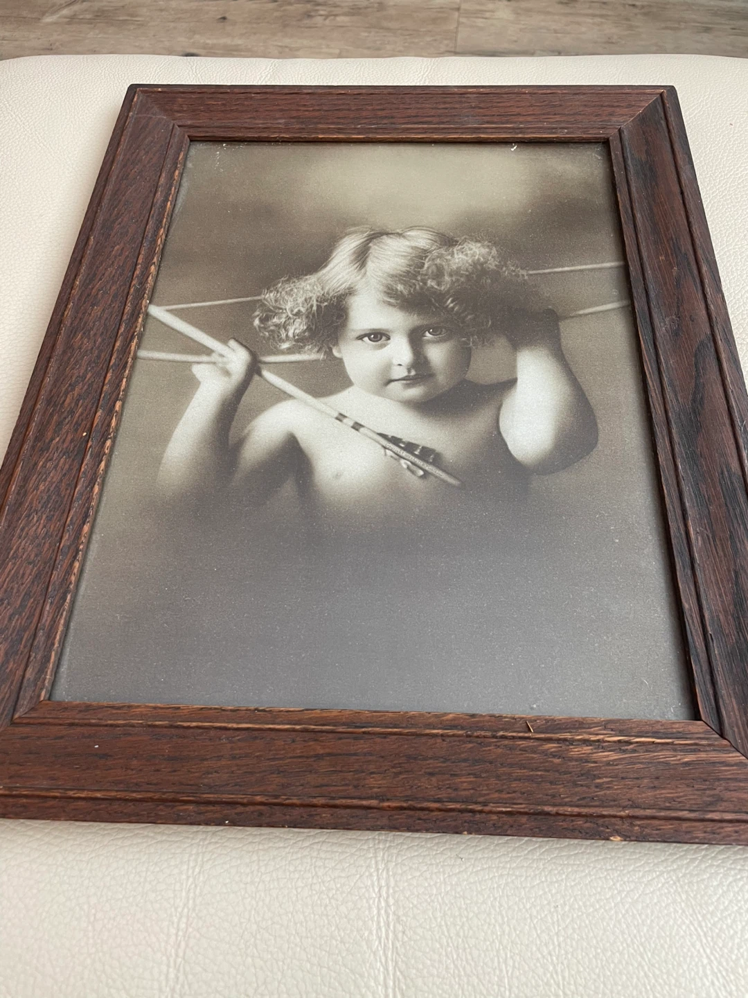 Antique  Framed Cherub Lithographs pair - photo 4