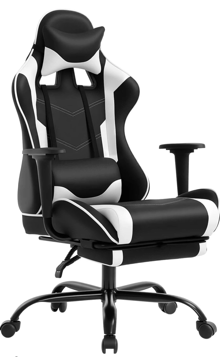 White Gaming Chair – Ergonomic Reclining – Excellent Condition - photo 4