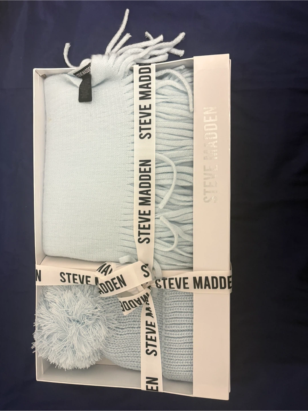 Steve Madden Scarf and Hat Set - Light Blue
