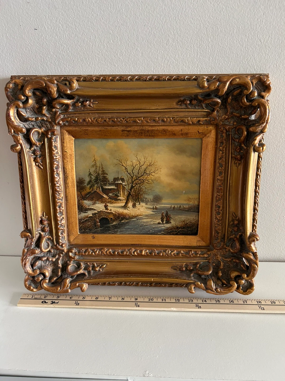 Vintage Original Framed Winter Scene Painting - photo 5