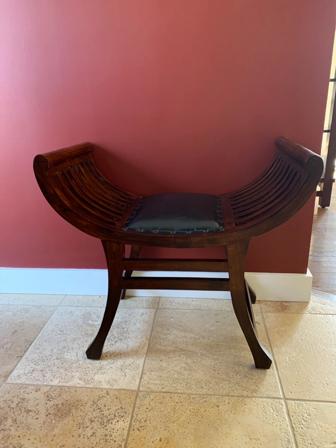 Wooden Bench with Padded Seat