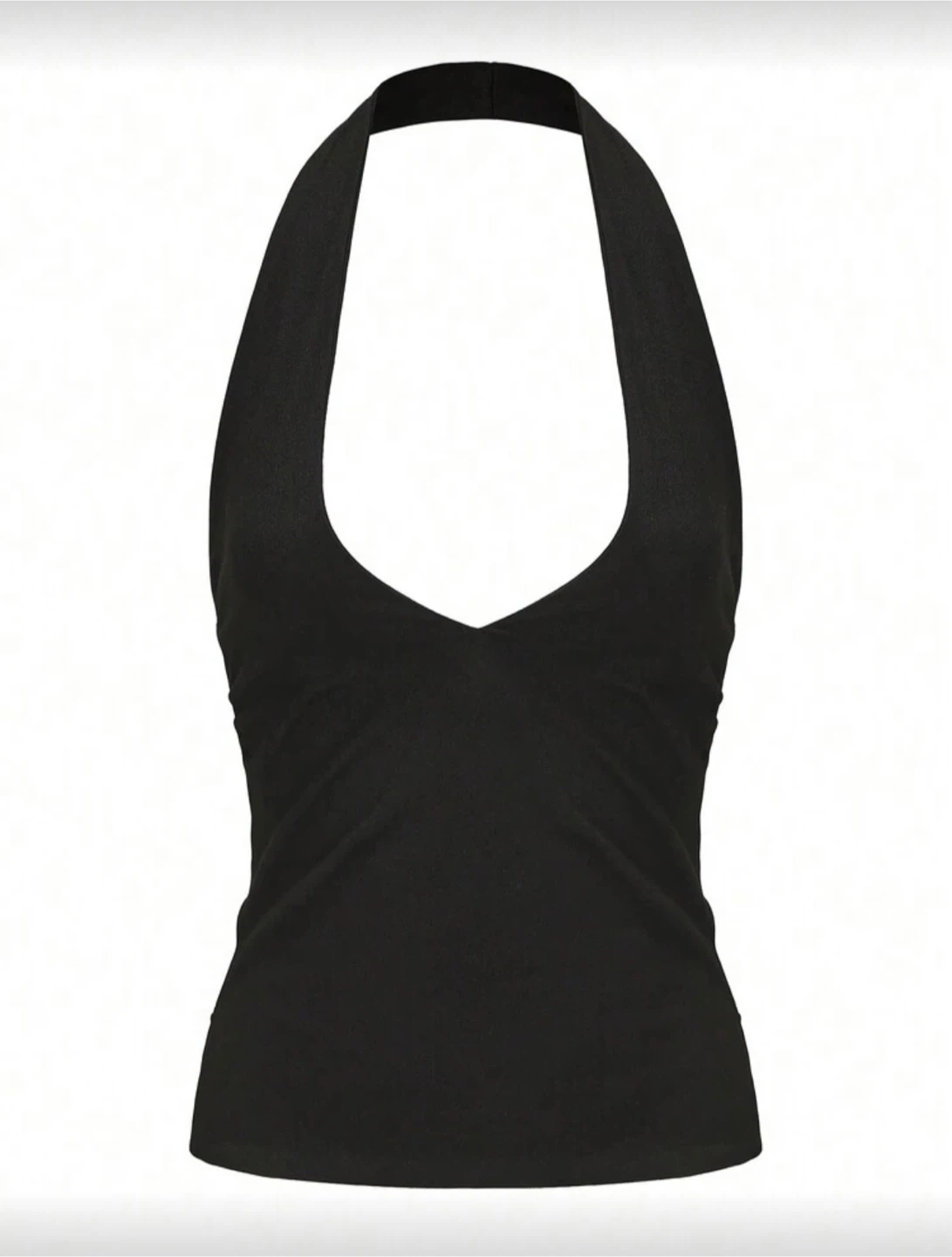 Black Halter Top with Slits- Size M