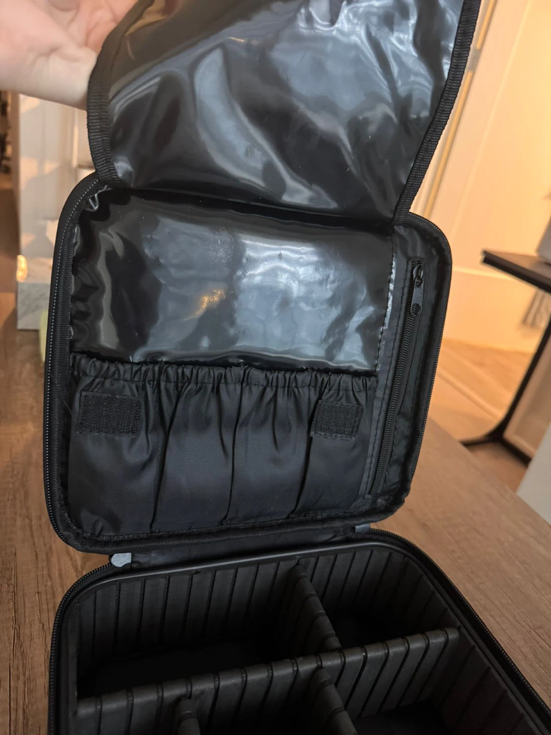 Black Makeup Train Case with Removable Dividers - photo 3