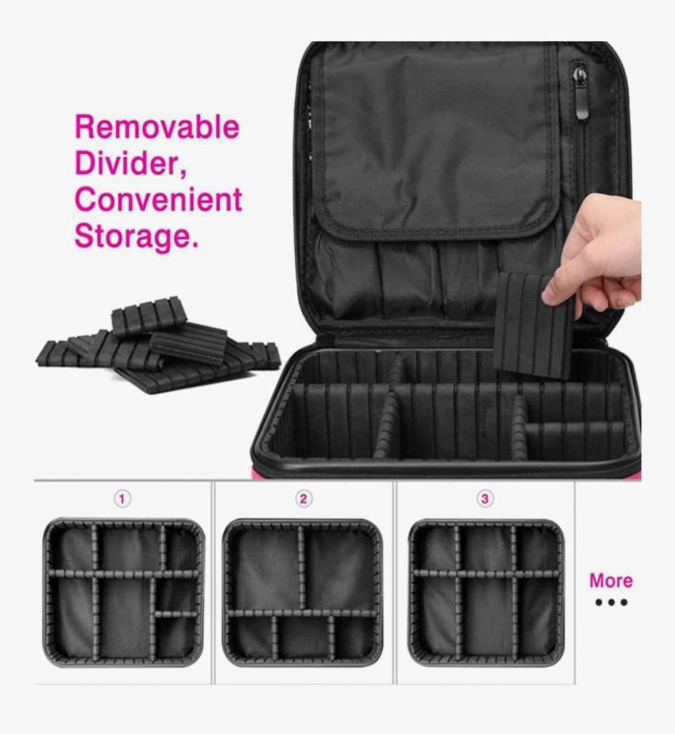 Black Makeup Train Case with Removable Dividers - photo 5