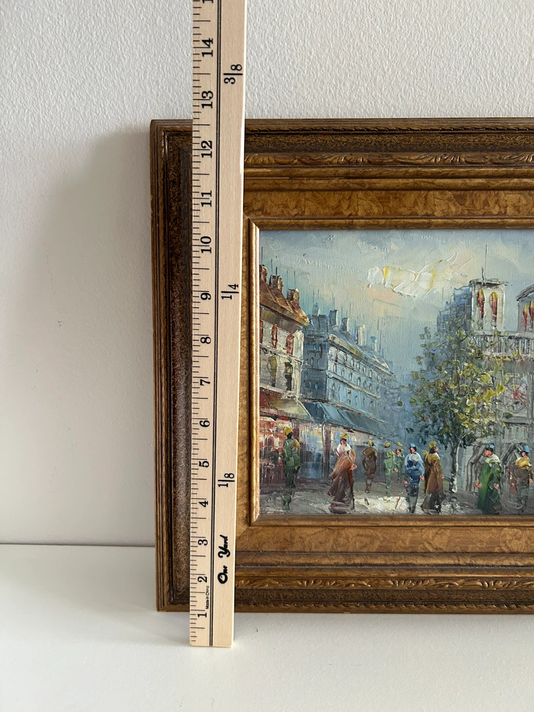 Vintage Framed Oil Painting of Paris Street Scene - photo 5