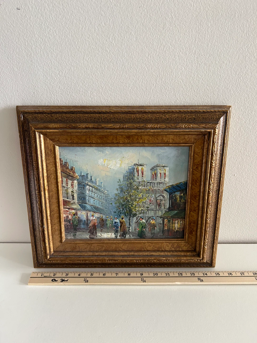 Vintage Framed Oil Painting of Paris Street Scene - photo 4