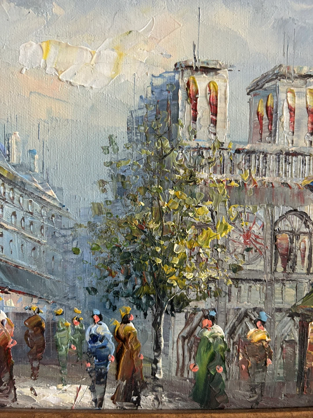 Vintage Framed Oil Painting of Paris Street Scene - photo 2