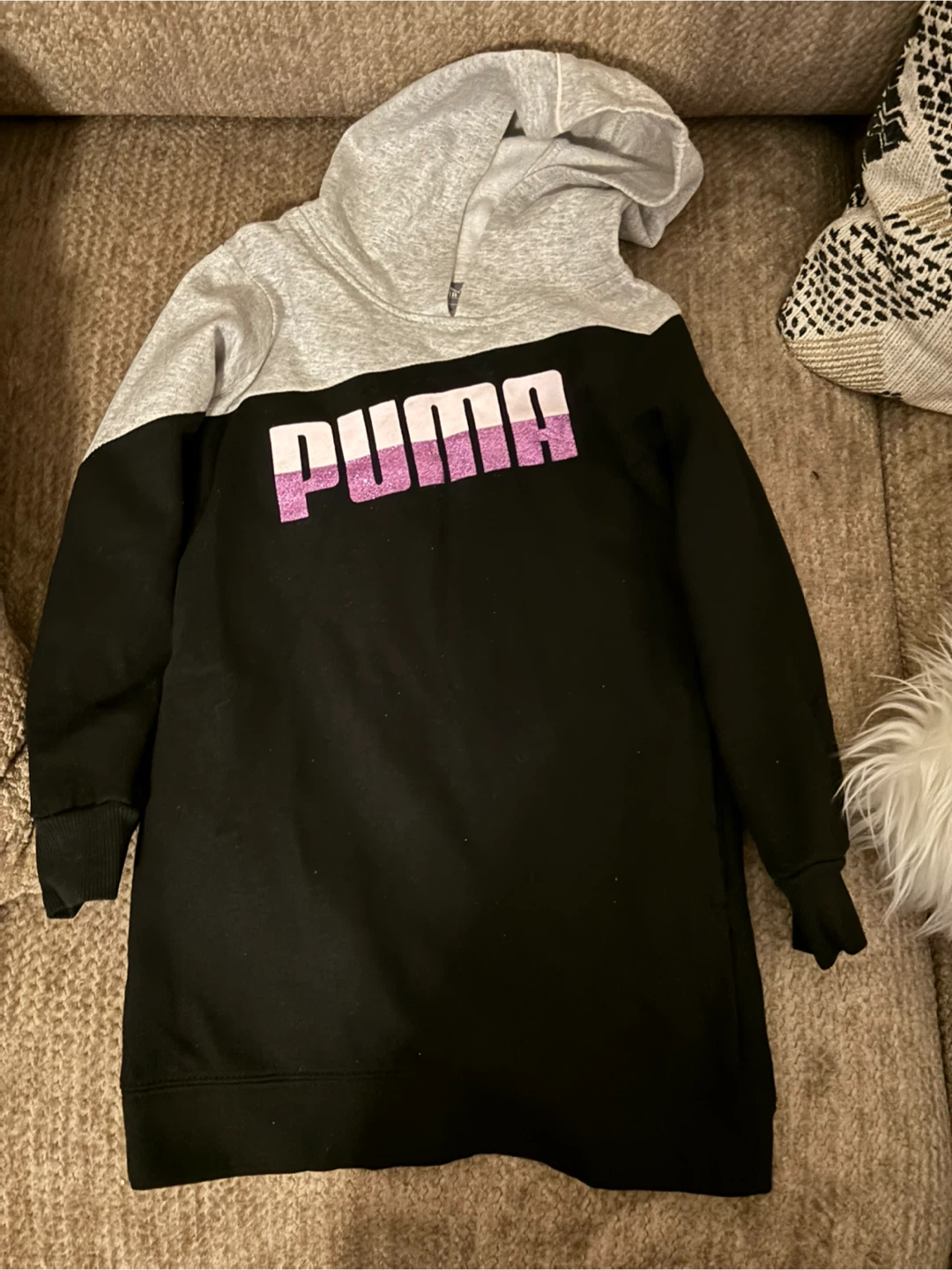 Puma Girls Hoodie Dress Black/Gray