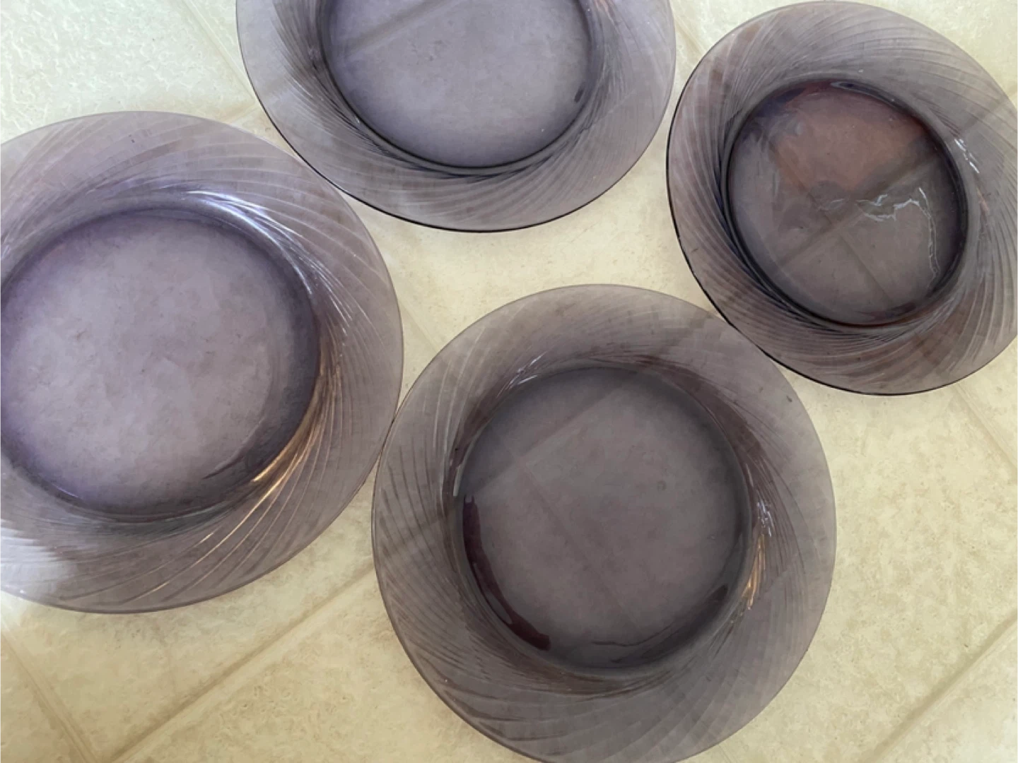 Set of 4 Purple Glass Swirl Plates