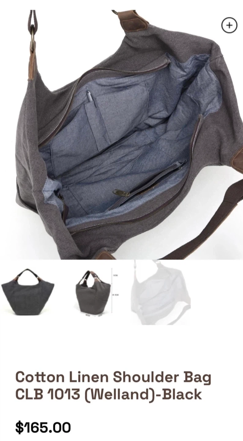 DaVan Cotton Linen/leather oversized bag, water repellent! - photo 3