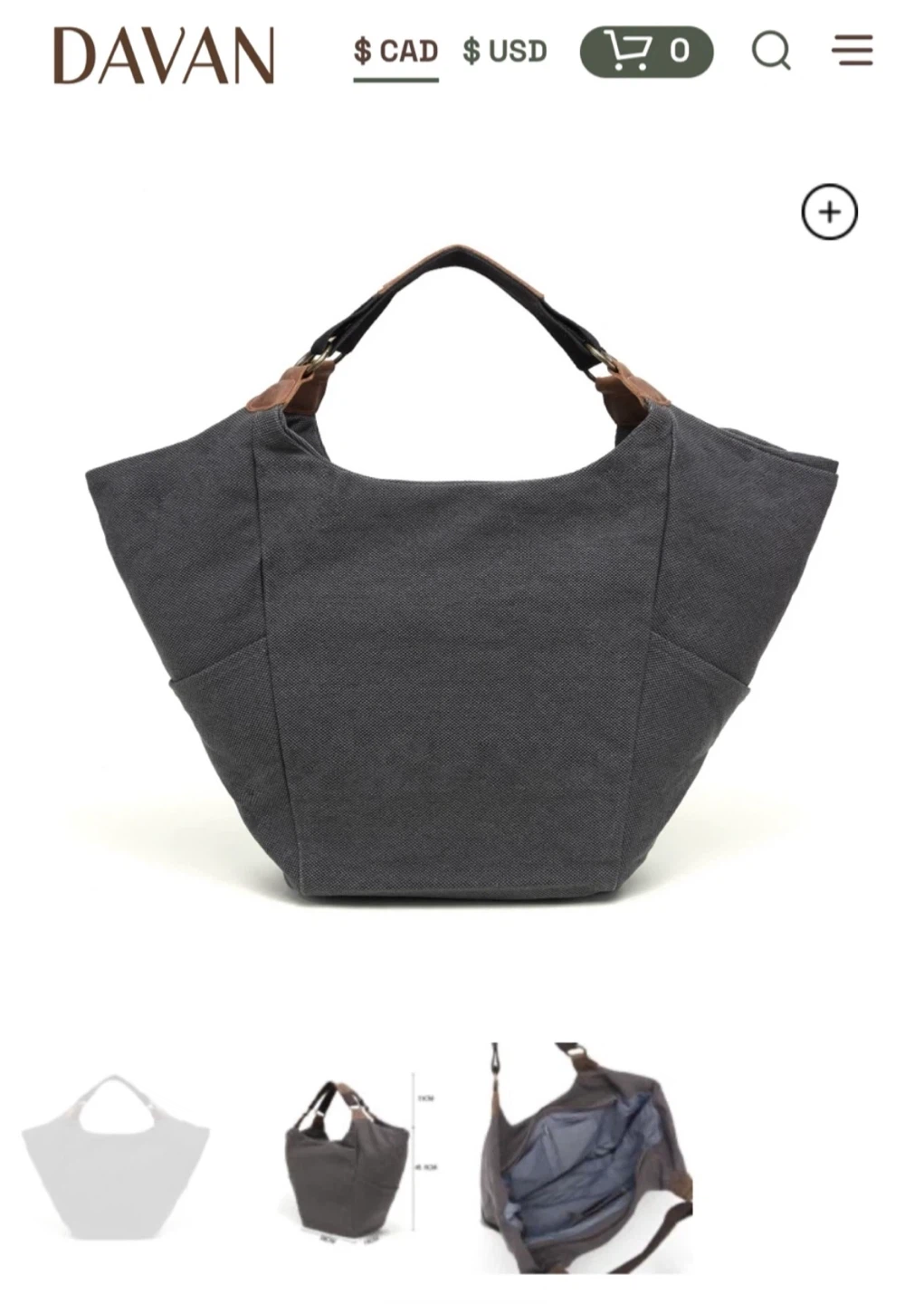 DaVan Cotton Linen/leather oversized bag, water repellent!