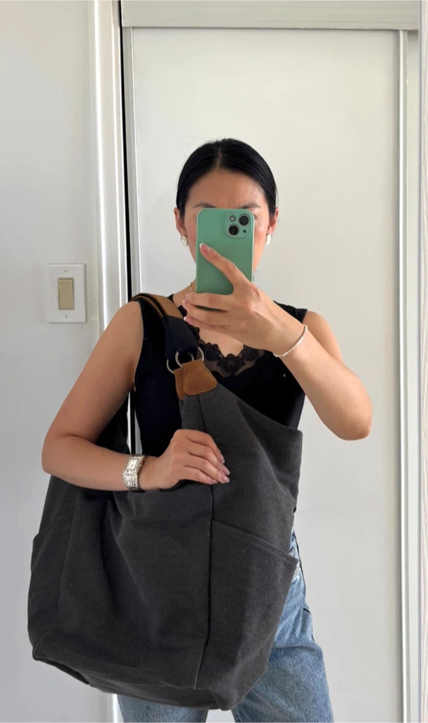 DaVan Cotton Linen/leather oversized bag, water repellent! - photo 4