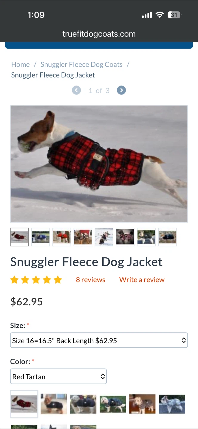 Foggy Mountain Dog Snuggler - Sweater/Coat - Red Tartan - photo 2