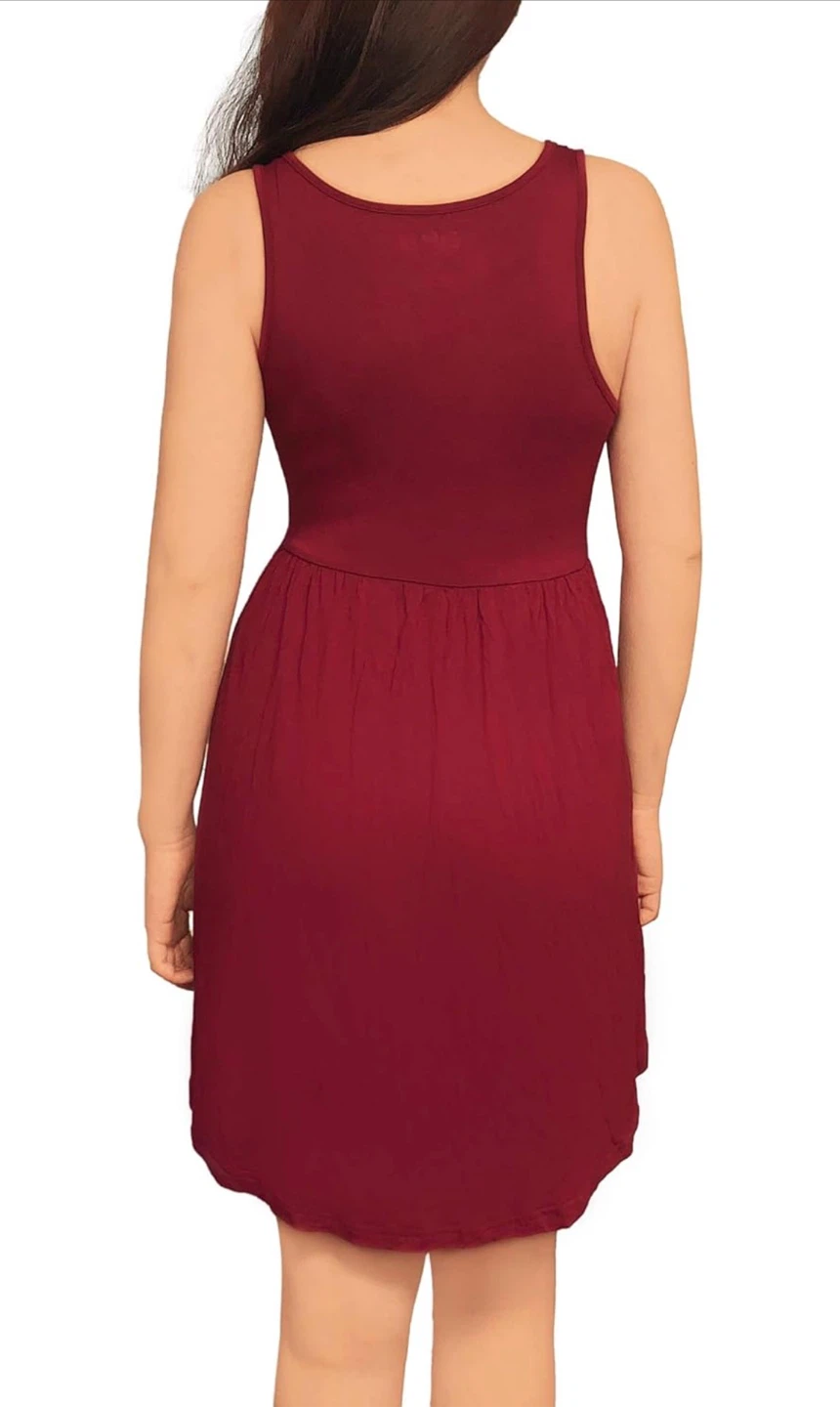 NEW! Women's Sleeveless Burgundy Pocket Dress - photo 3