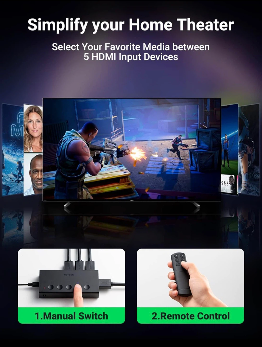 UGREEN HDMI Switch 5 in 1 Out - photo 5