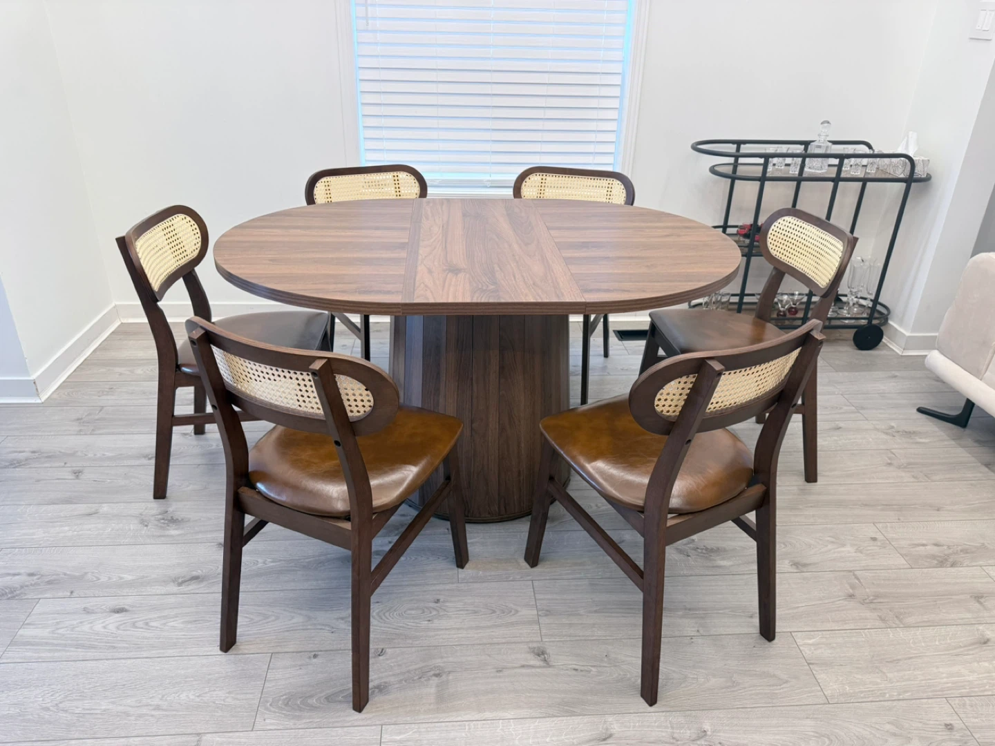 Walnut Oval Pedestal Dining Table