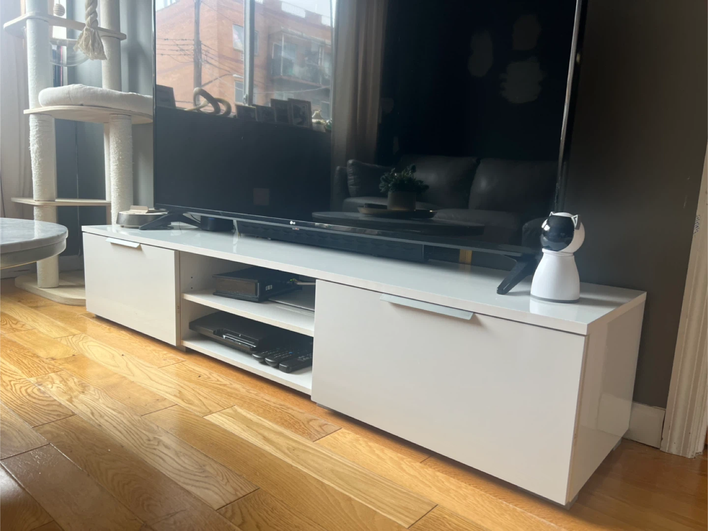 White TV Stand with Storage