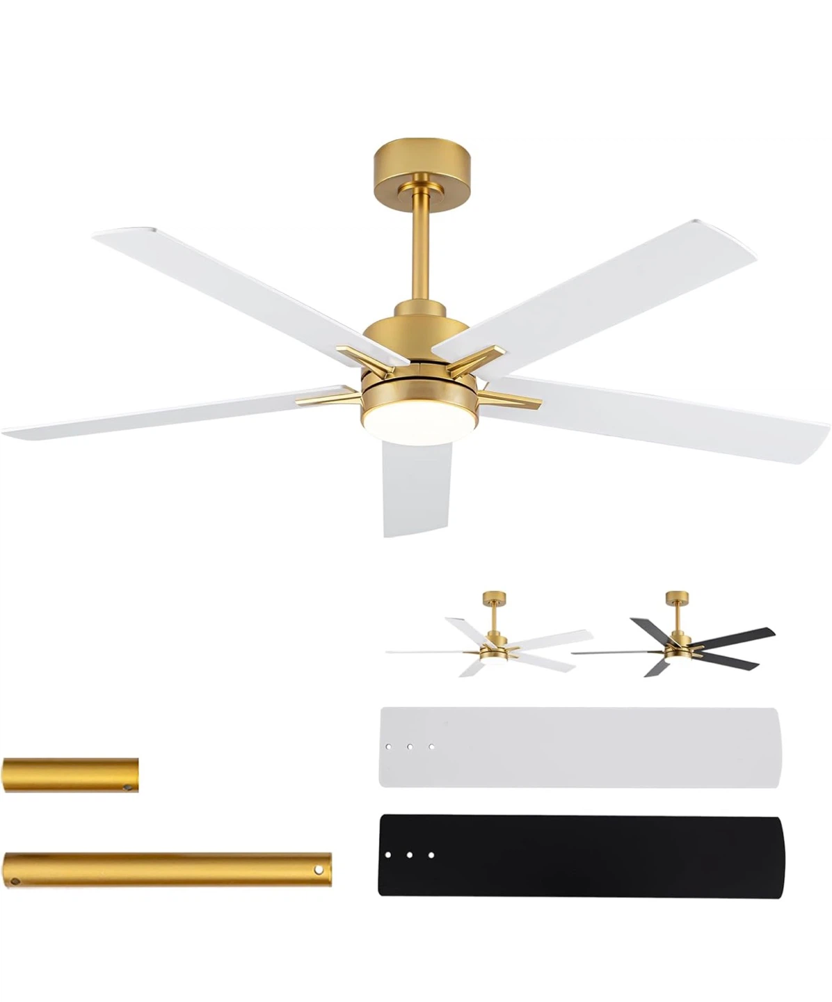 52" Gold and White Reversible Ceiling Fan with Remote F52