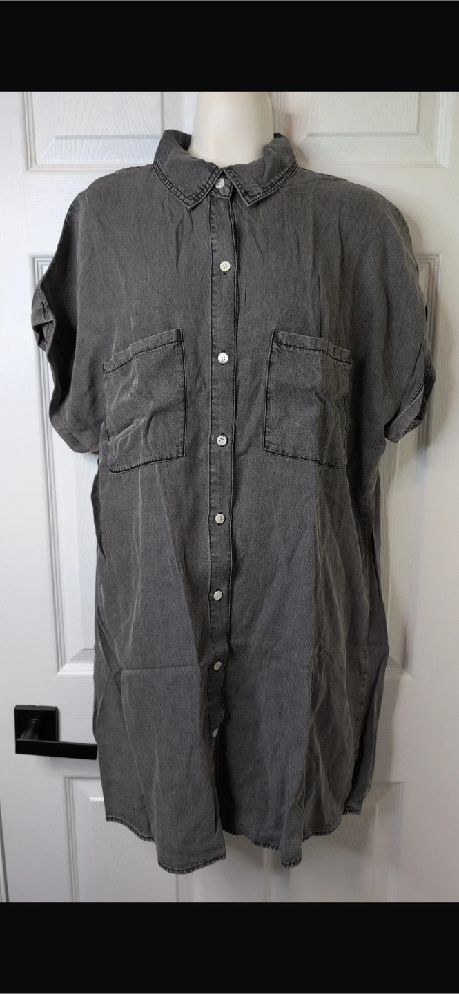 NEW! ZILCREMO Grey Denim Shirt Dress XXL - photo 3