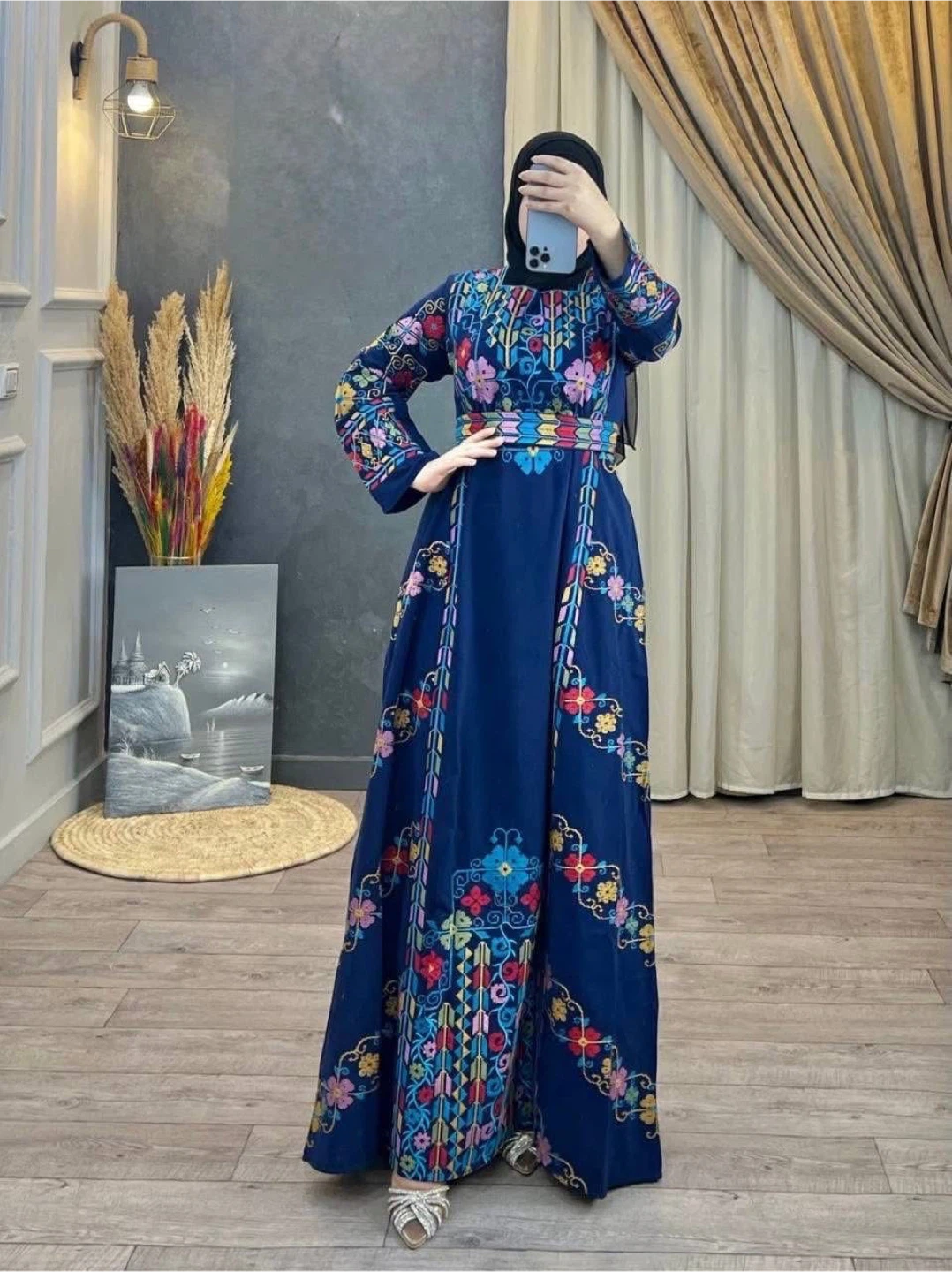 Embroidered Blue Maxi Dress