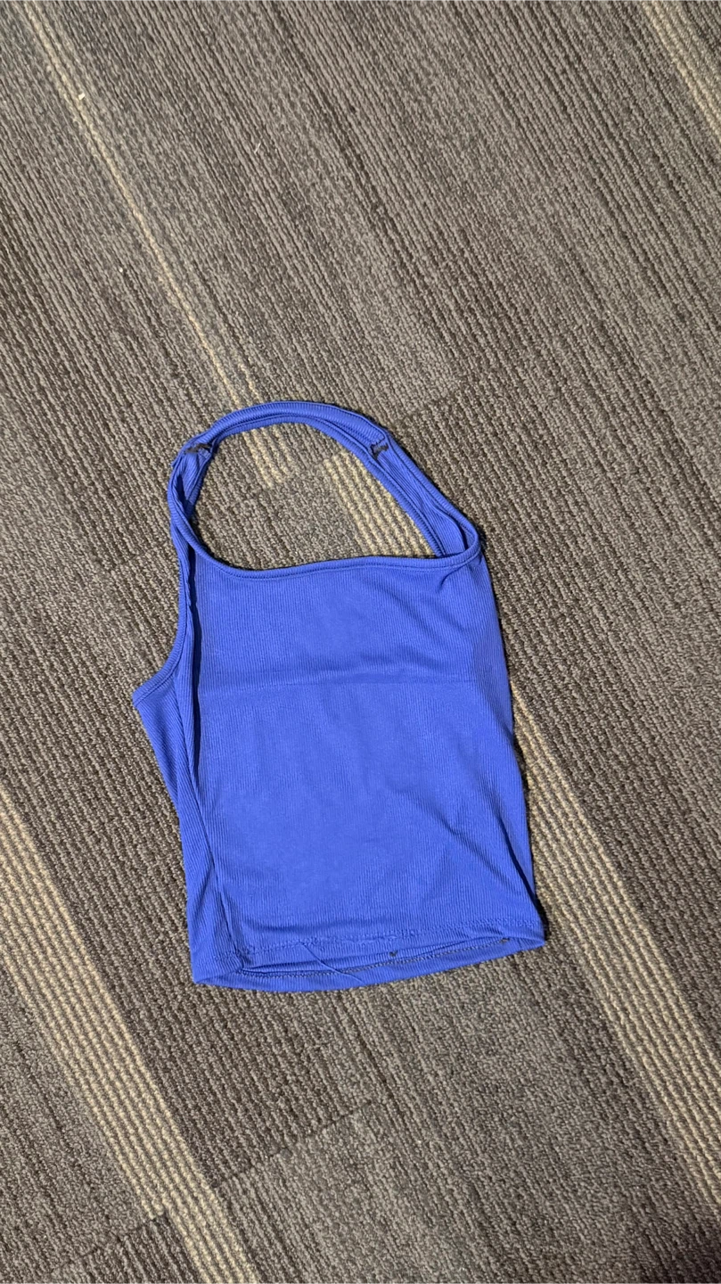 Blue Ribbed Tank Top