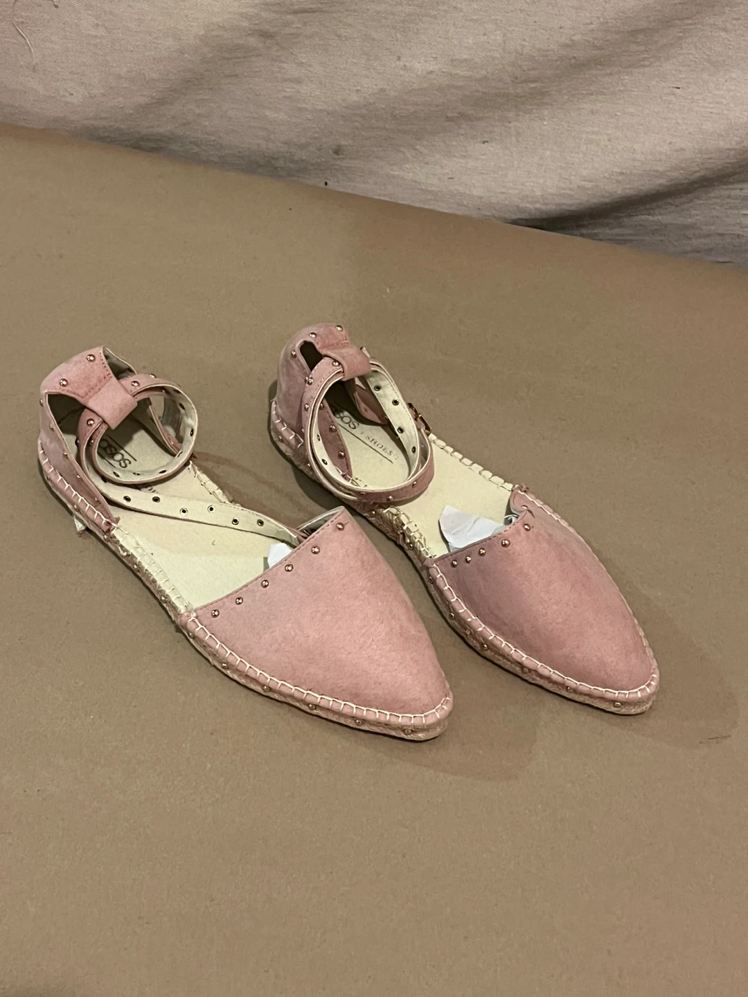 Pink Espadrille Flats with Studs