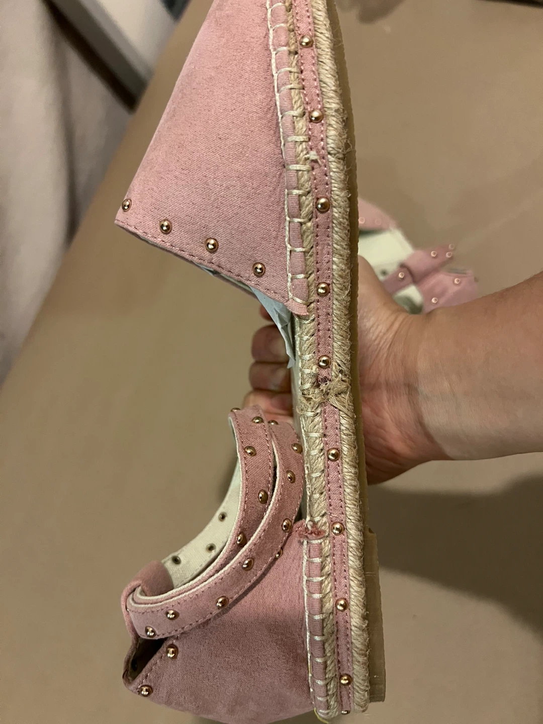Pink Espadrille Flats with Studs - photo 3
