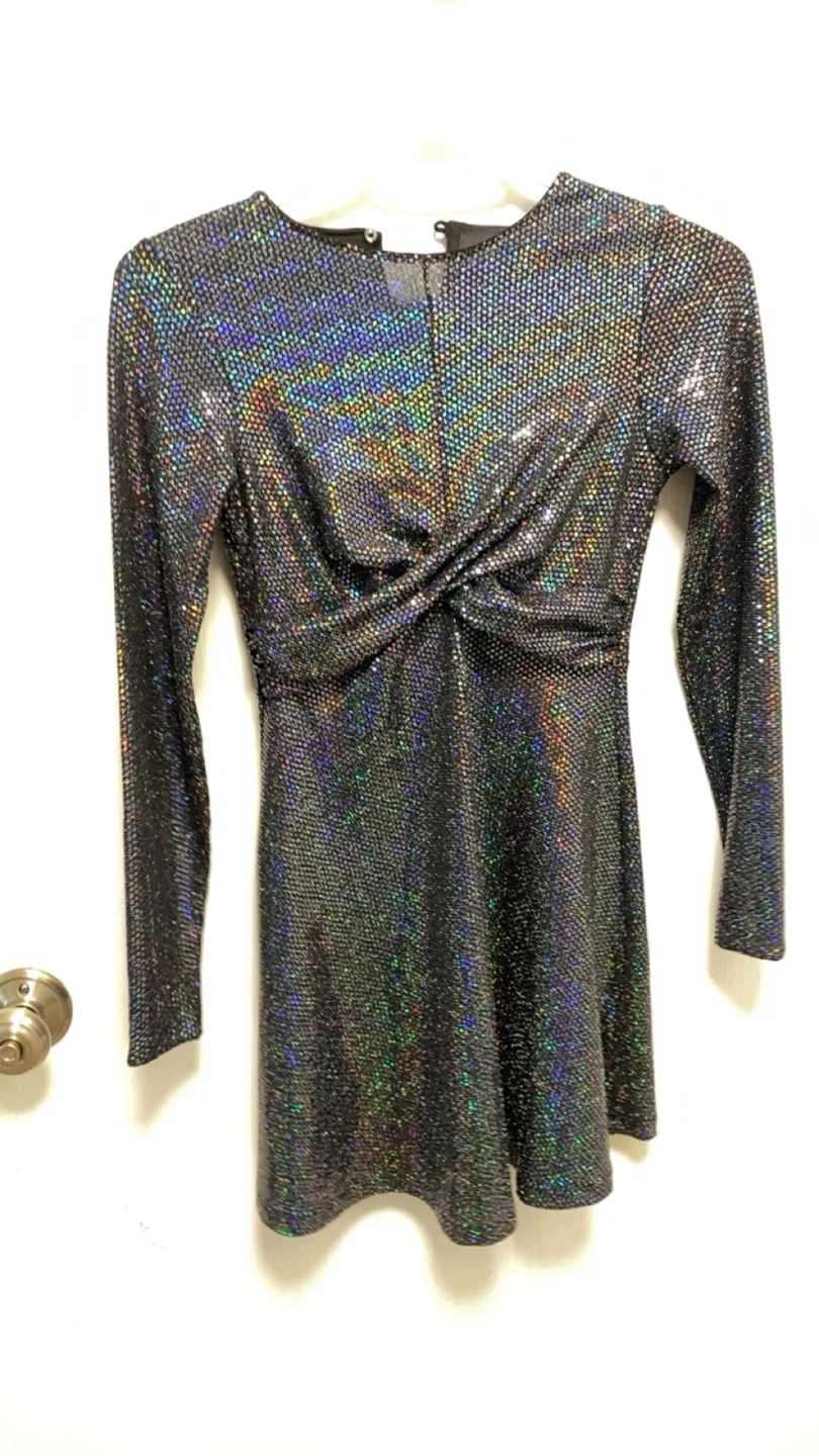 ZARA Girls Sparkly Black Long Sleeve Dress Size 11-12 - photo 2