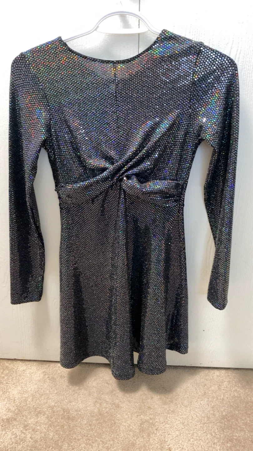 ZARA Girls Sparkly Black Long Sleeve Dress Size 11-12 - photo 3