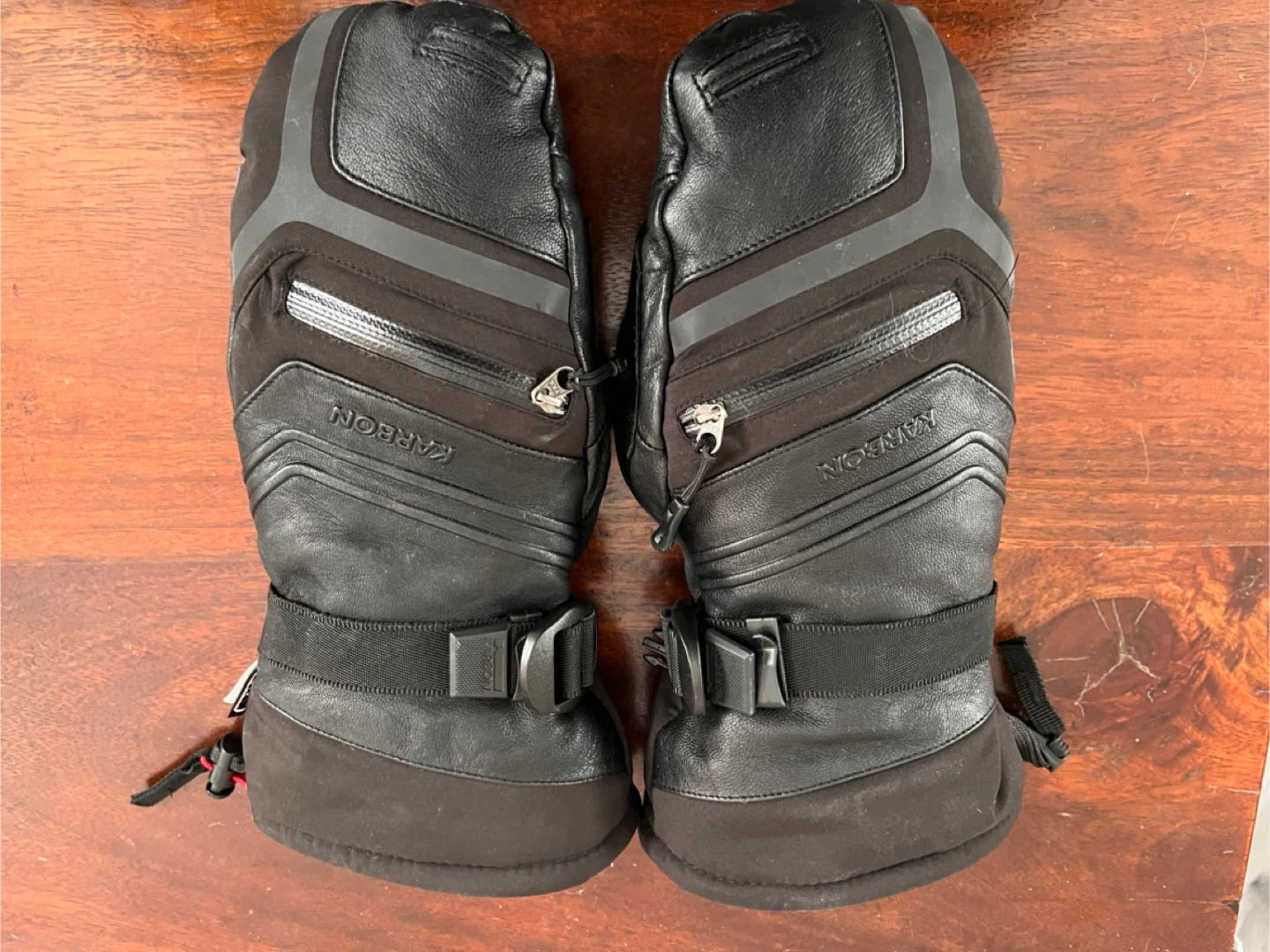 Karbon Leather Ski Gloves Mittens