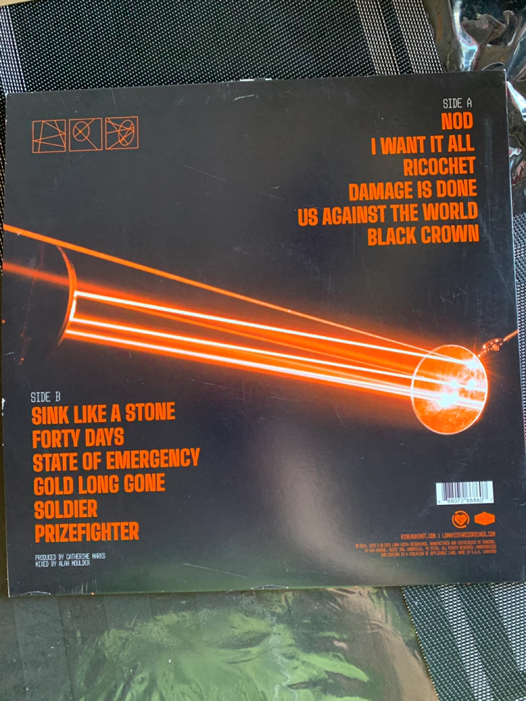 Rise Against Ricochet Yellow Vinyl Record - photo 2