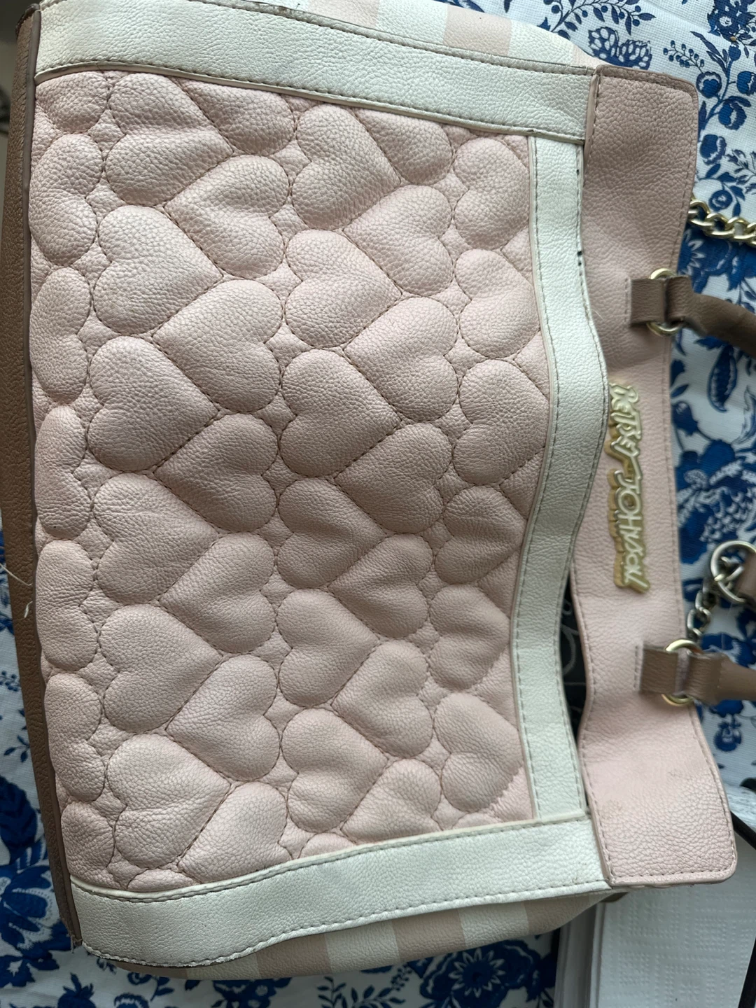 Betsey Johnson Pink Quilted Heart Satchel Handbag