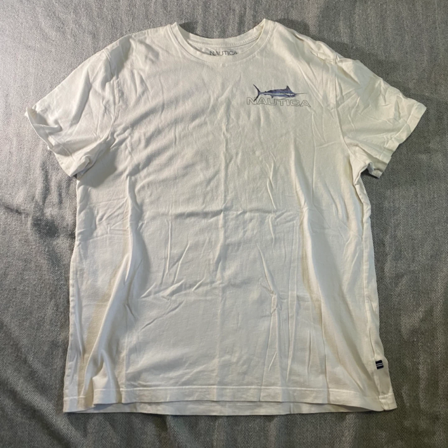 Nautica Fish Graphic White T-Shirt Size L