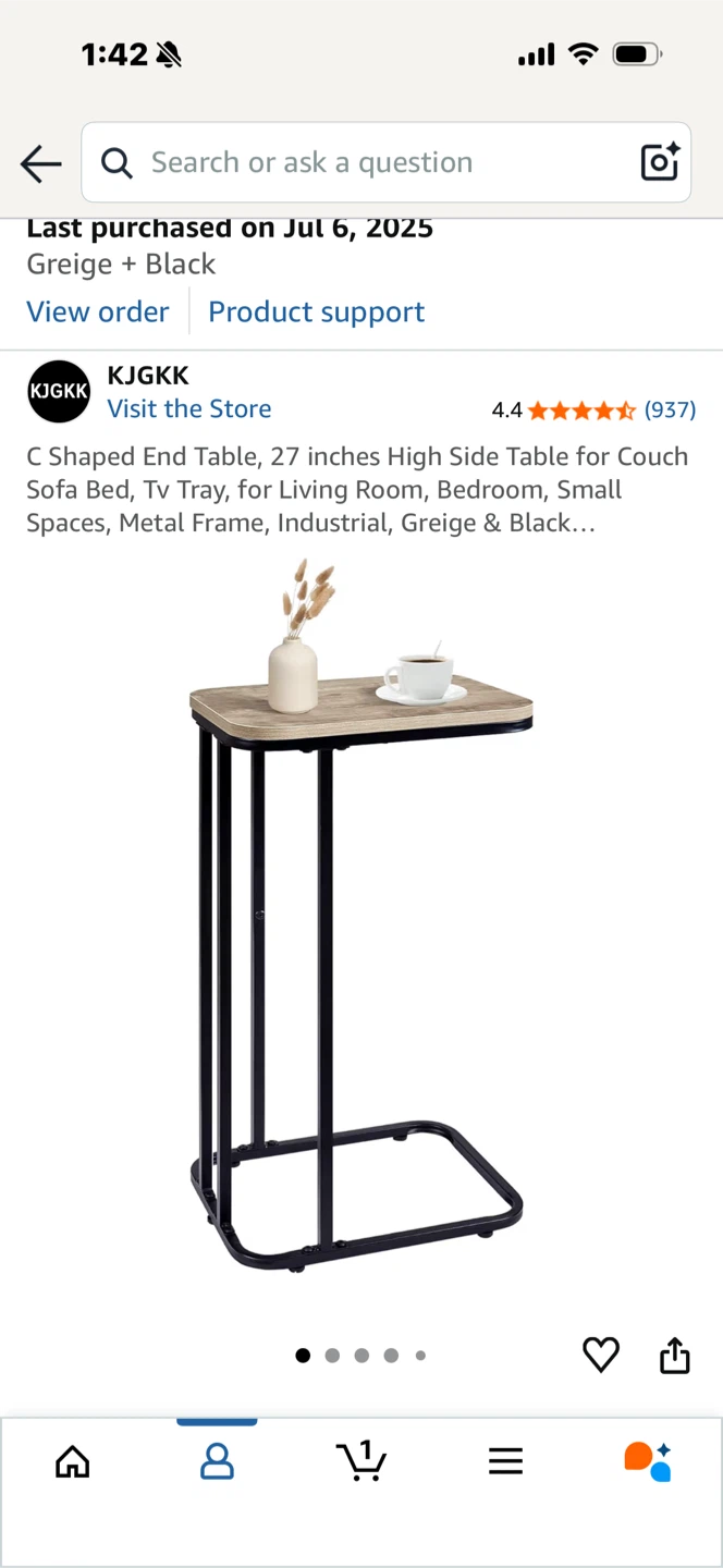 C Shaped End Table - Greige & Black - photo 4