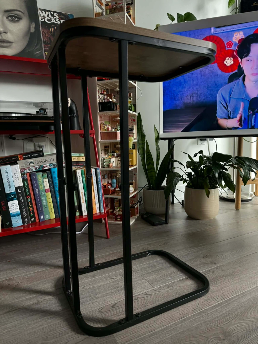C Shaped End Table - Greige & Black - photo 2