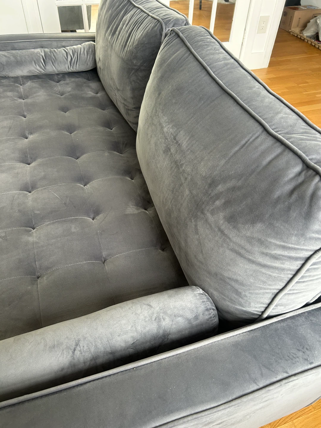 Grey Velvet Sofa - photo 5